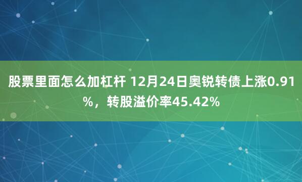 股票里面怎么加杠杆 12月24日奥锐转债上涨0.91%，转股溢价率45.42%