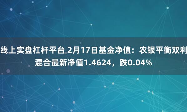 线上实盘杠杆平台 2月17日基金净值：农银平衡双利混合最新净值1.4624，跌0.04%