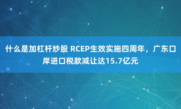 什么是加杠杆炒股 RCEP生效实施四周年，广东口岸进口税款减让达15.7亿元